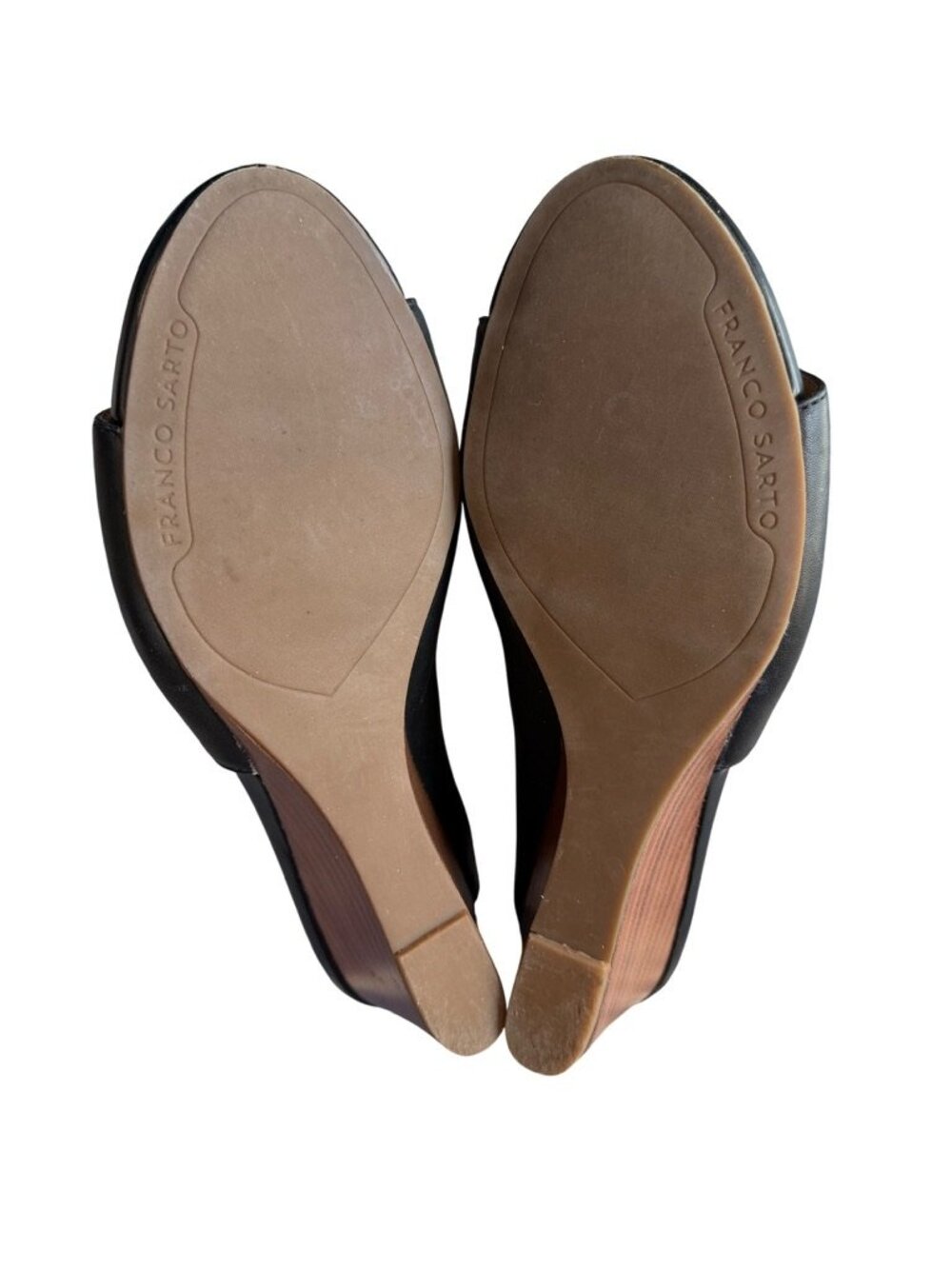Franco Sarto Black Dublin Leather Wedge Mules | Slip-On Sandals | Size 9.5 - Picture 7 of 9